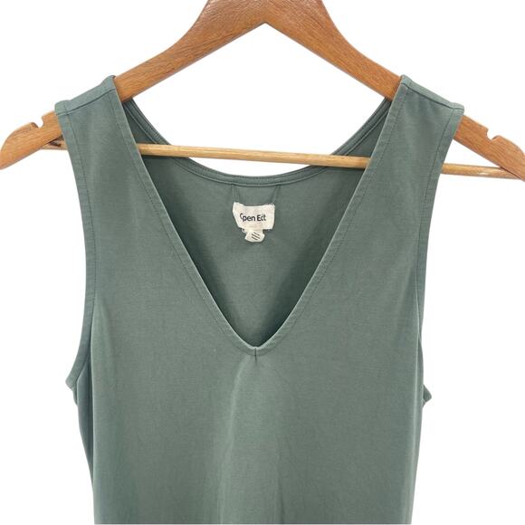 Open Edit Wear Two Ways V-Neck Sleeveless Knit Midi Dress in Green Agave Size XS - Picture 6 of 12